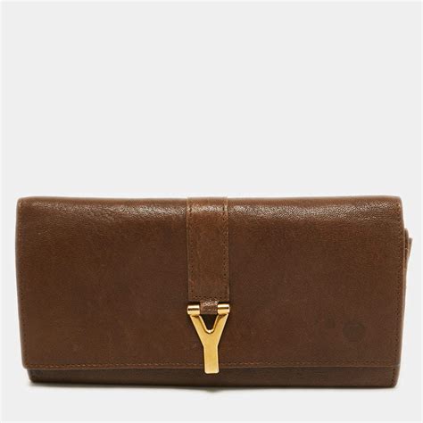 ysl brown leather wallet